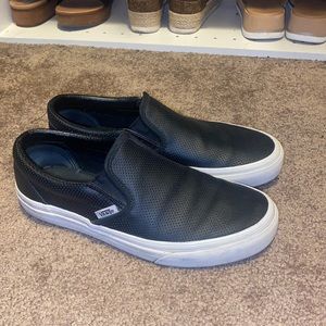 Black leather slip on vans
